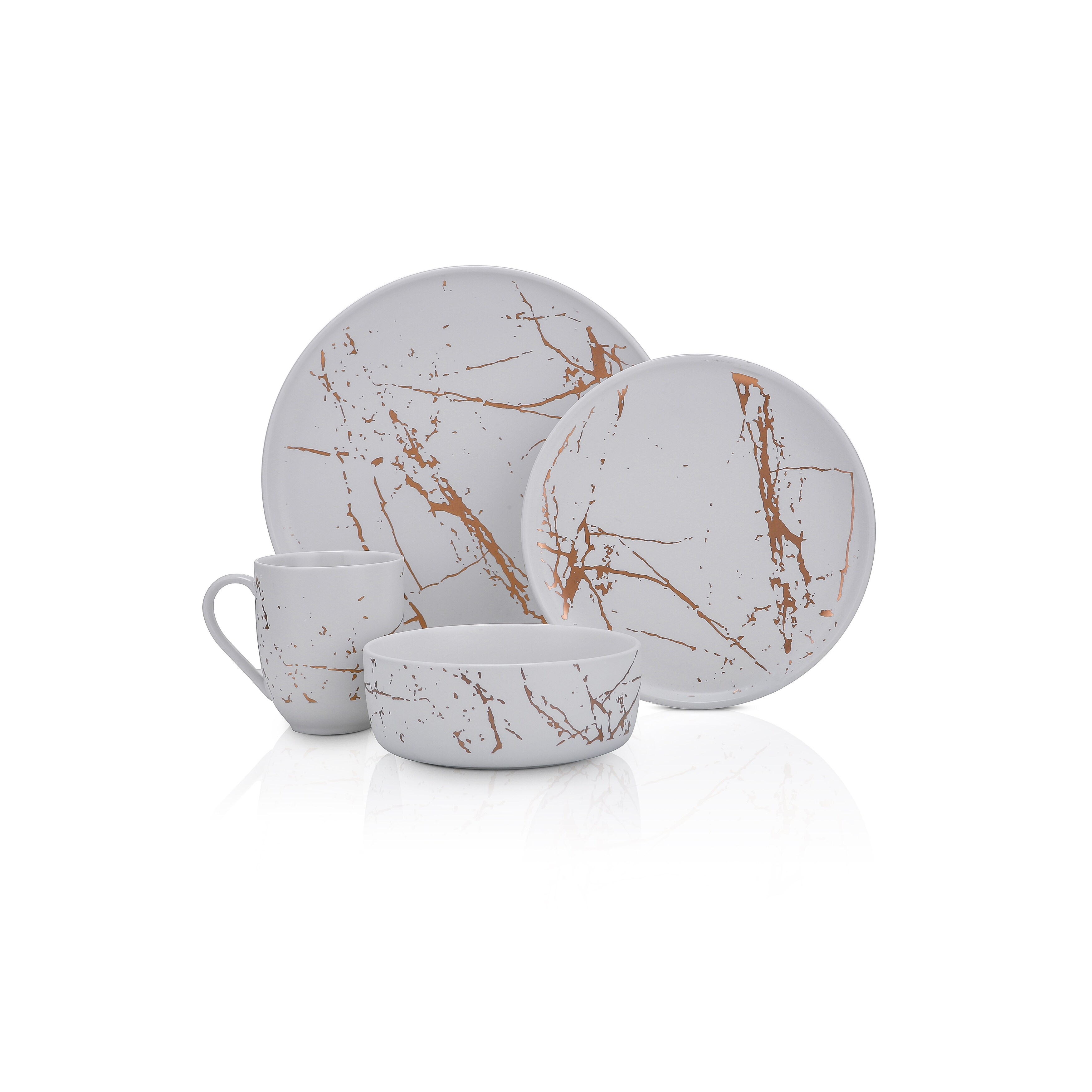 Shop Stone Lain Fine China Golden Splash Modern Coupe Dinnerware Set Overstock 31417279