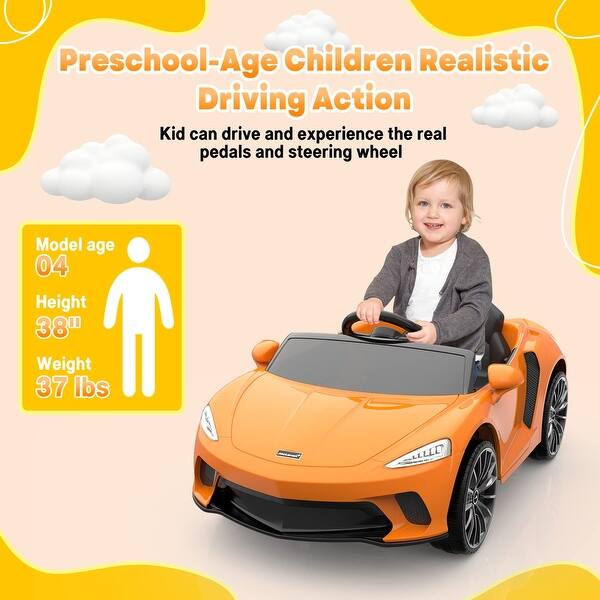 slide 2 of 20, Licensed 12V Kids Ride-On Truck Car with Remote Control - Battery Powered Electric Vehicle Featuring 3 Speeds Orange