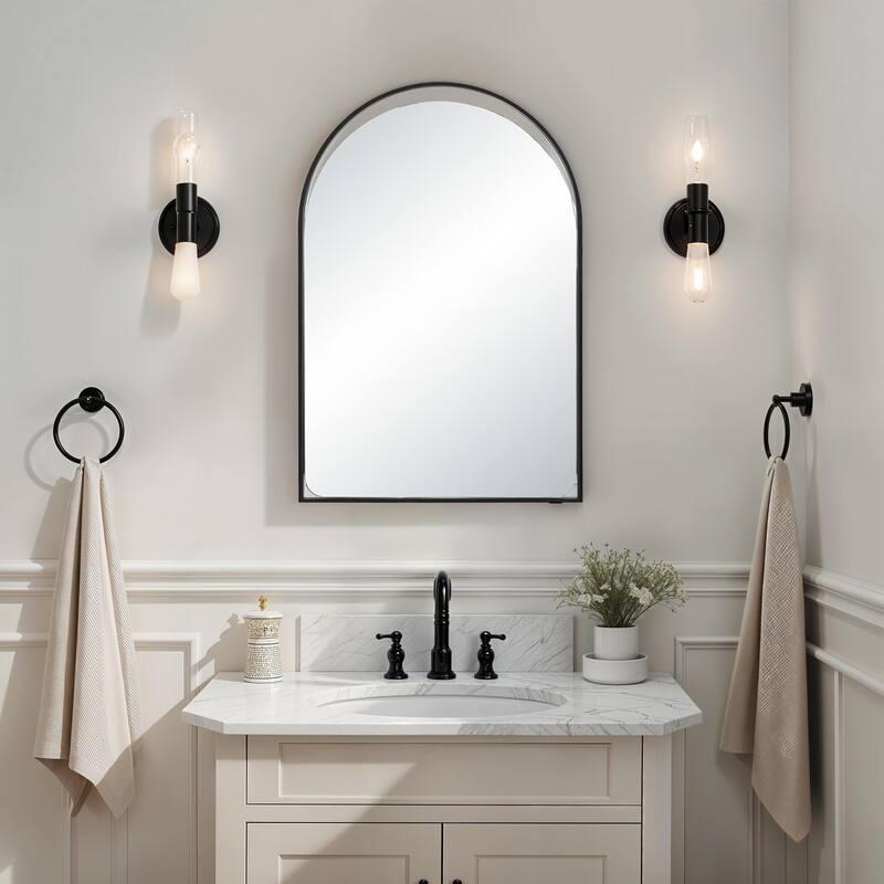 Renwil Maniola 30" H x 20" W Wall Mirror, Black