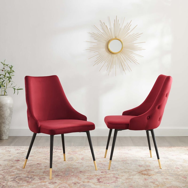 Modway Adorn Dining Side Chair Performance Velvet in Navy, Set of 2