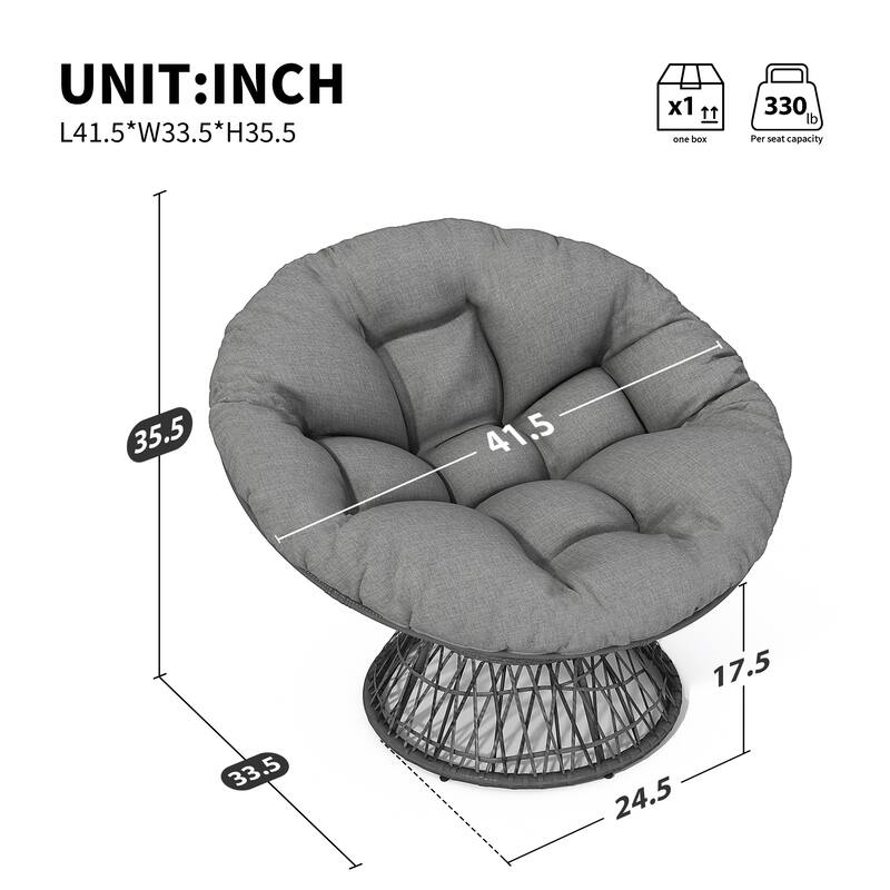Ergonomic Wicker Chair with Thick Cushion and 360-Degree Swivel for Ultimate Comfort and Style