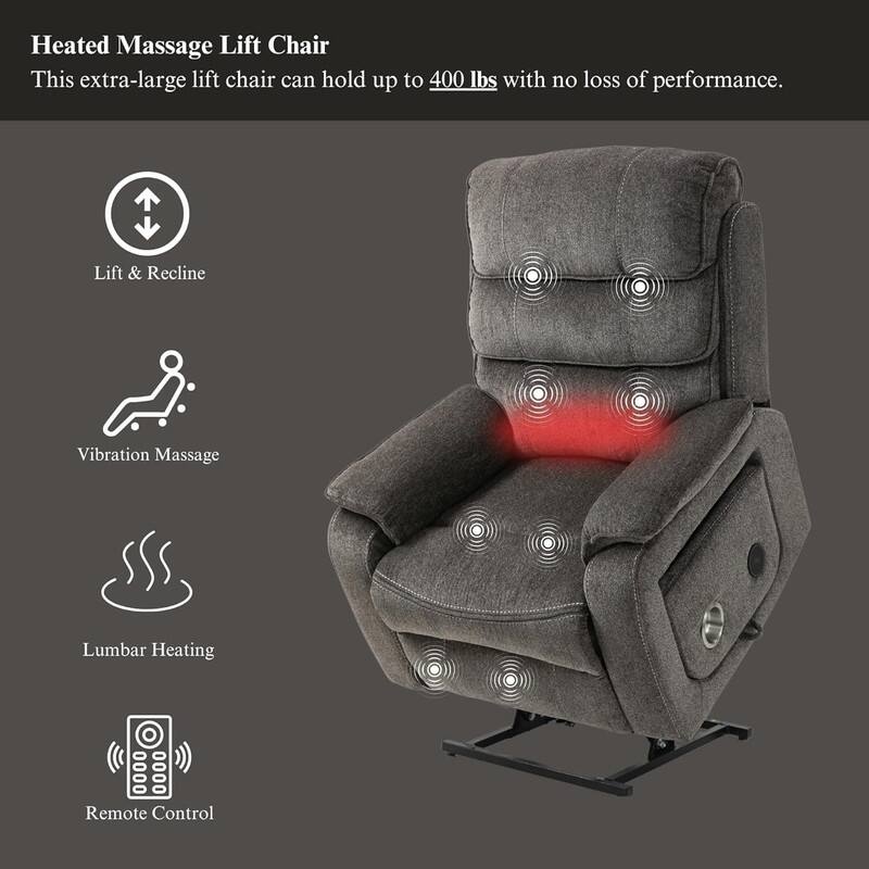 Lift Recliner Oversized Chair with Heat & Massage