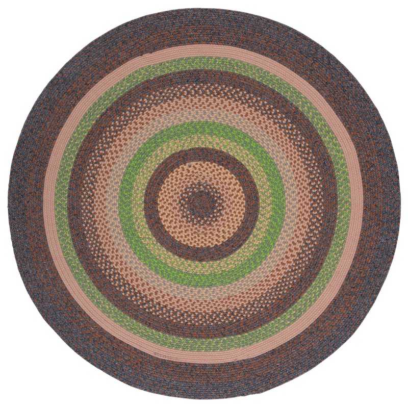 SAFAVIEH Handmade Braided Jivitza Country Rug - 5' Round - Brown/Green