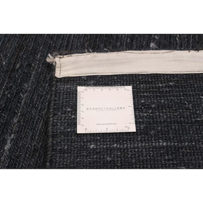 ECARPETGALLERY Flat-Weave Natural Black Wool Kilim - 7'5 x 8'2