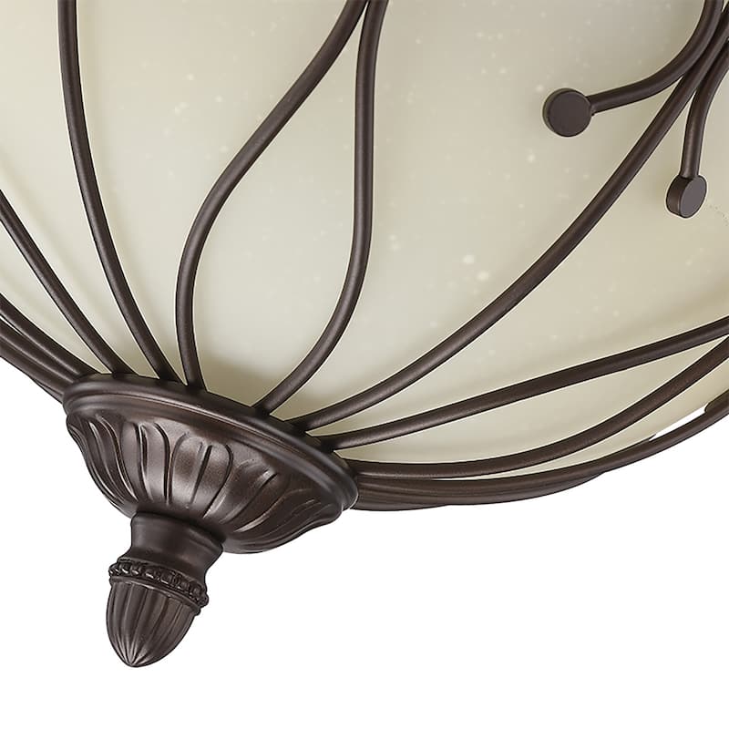 2 Lights Ceiling Lamp with Clear Glass,A Painted Woodgrain Finish, 2*E26 - Bronze