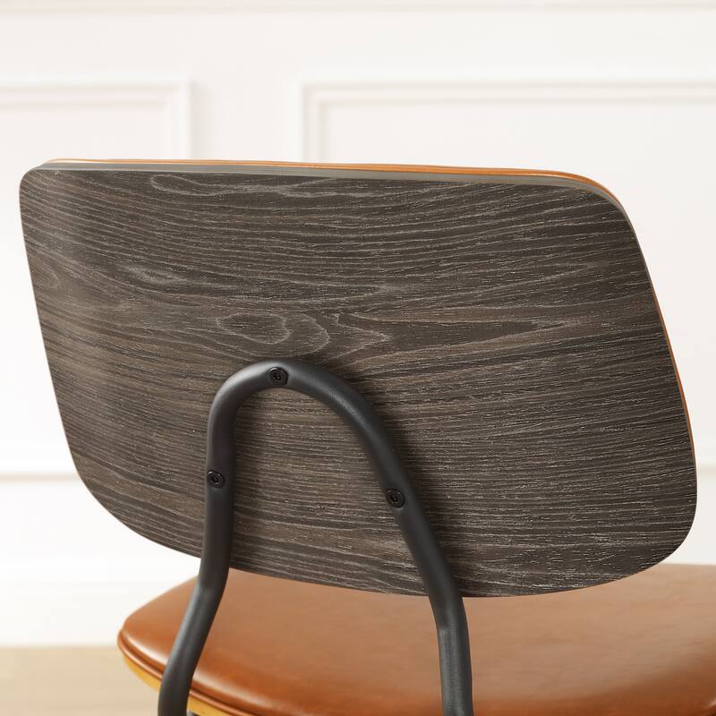 Art Leon Set of 2 Mid-century PU Leather Bentwood Dining Chairs