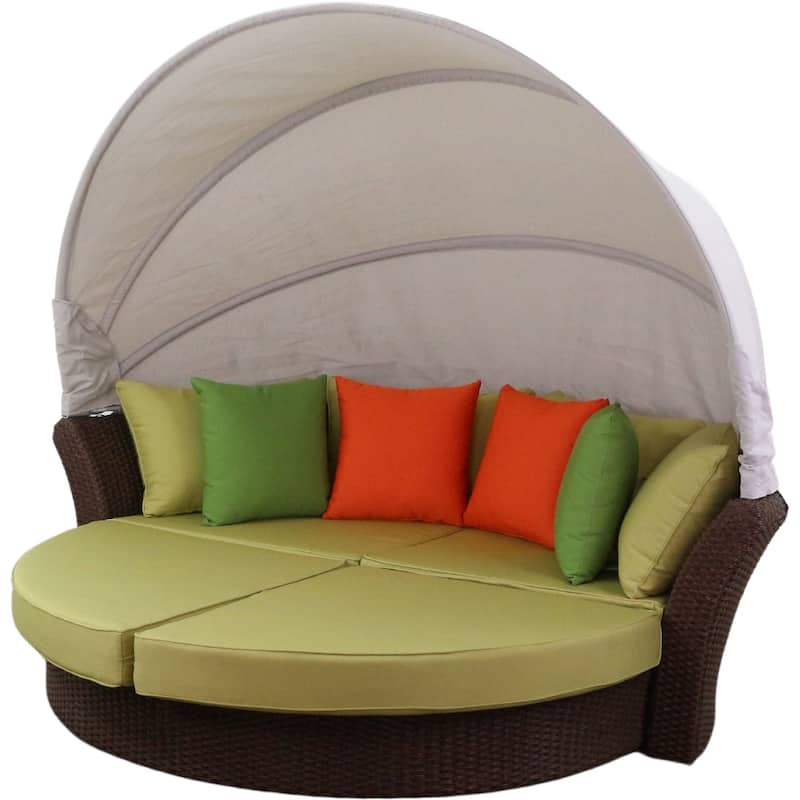Courtyard Casual Green Eclipse Outdoor Expandable Daybed W/ Canopy