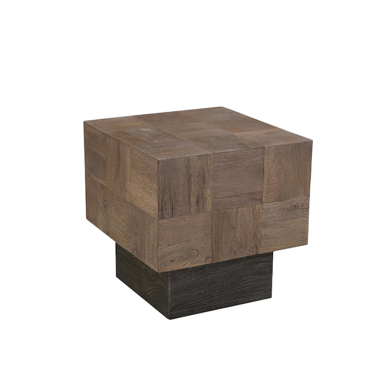 Caden Modern Solid Wood Side Table - Gray Brown