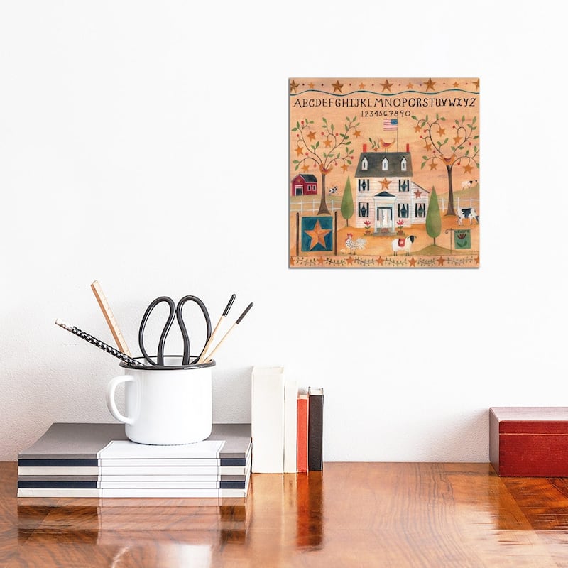 iCanvas "Star Bird Farm Sampler" by Cheryl Bartley Canvas Print - 12x12x0.75