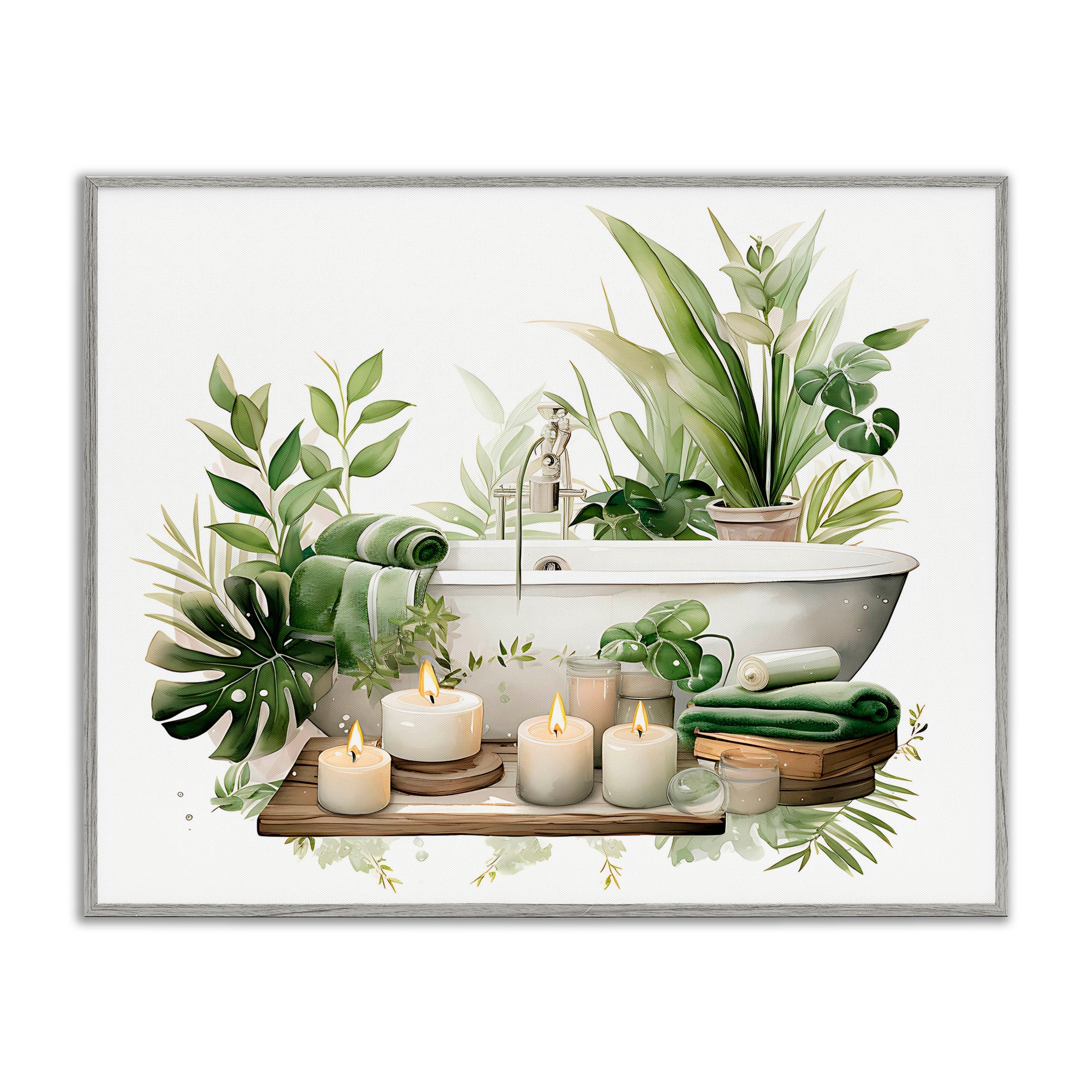 Stupell Tropical Zen Bathtub Framed Giclee Art Design By Lettered and Lined