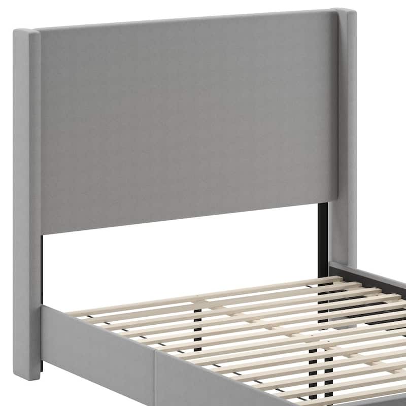 Modern Upholstered Platform Bed with Channel Stitched Headboard
