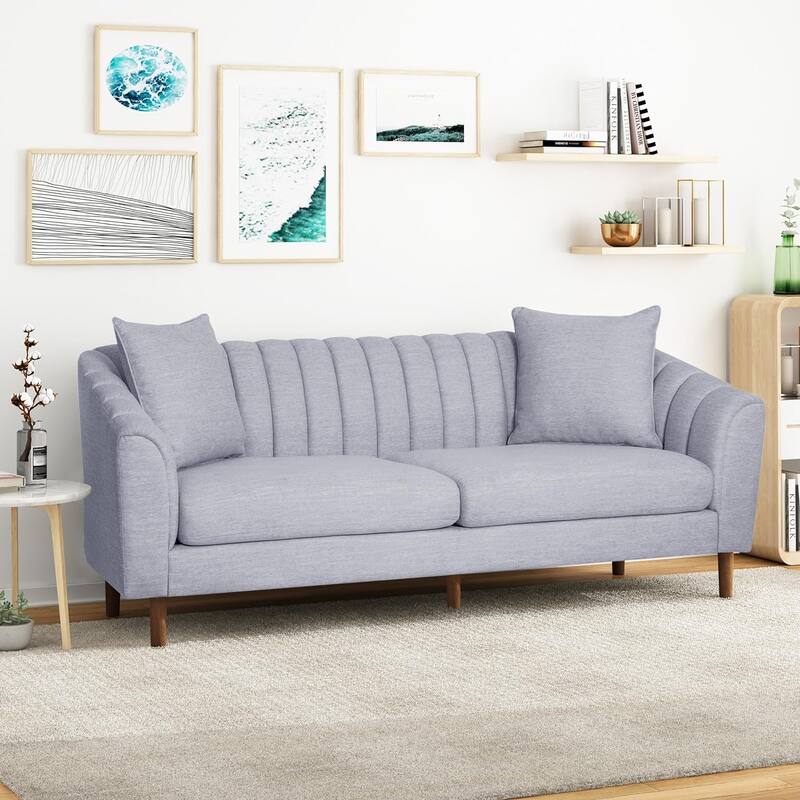 Grey Fabric 3-SEATER SOFA with Contemporary Design and Accent Pillows - Multi-Color