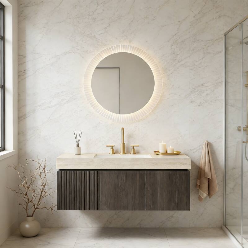 Mondern Floating Bathroom Vanity with 3 Pre-drilled Faucet Holes - 48 - Espresso