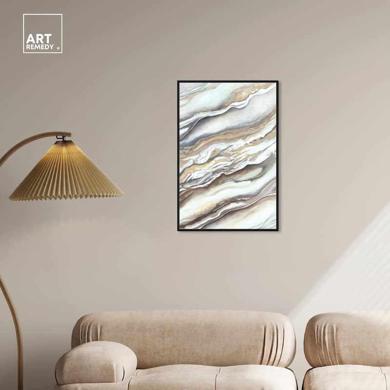Art Remedy Neutral Lines I Framed Boho Abstract 1 Piece Canvas Wall Art