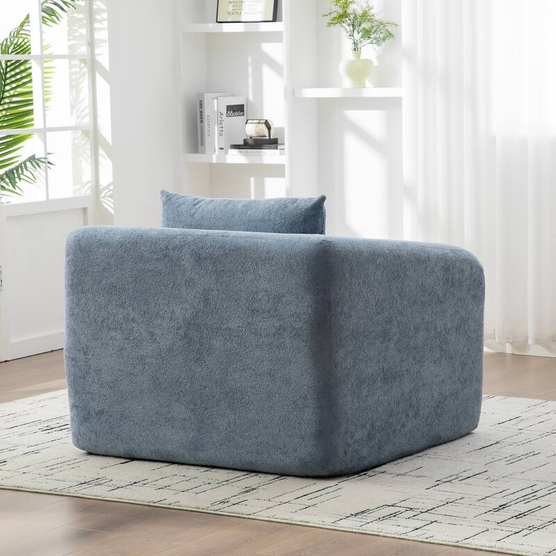 40" Convertible Chenille Floor Sofa Bed, Foldable Boneless Mattress Cloud Single Couch Lounge Chair with Armrest & Pillow