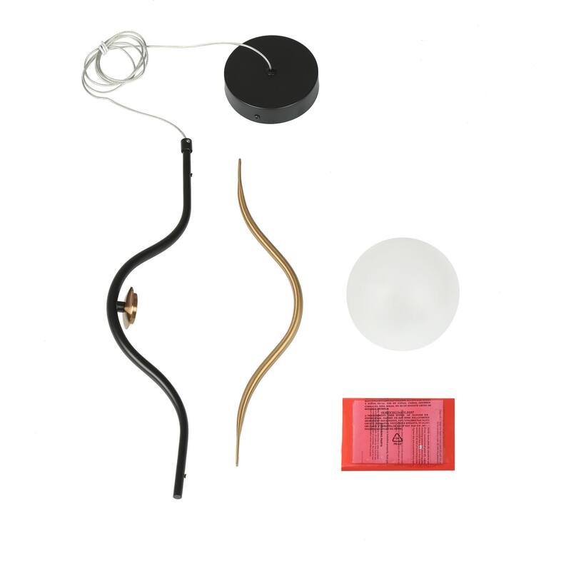 Modern Contemporary 1-Light Black Gold Kitchen Island LED Pendant Lights with Frosted Glass - 6.5" L x 5.5" W x 20" H