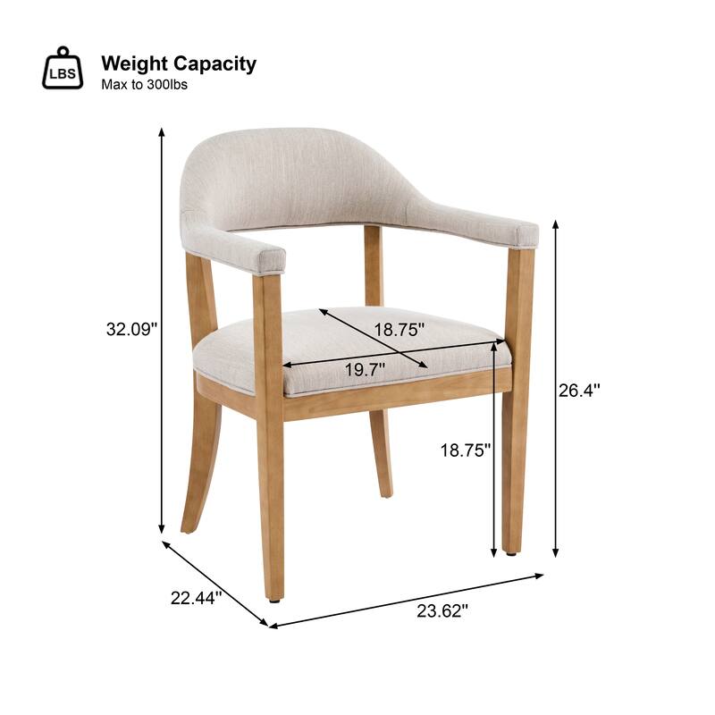 Christopher Knight Home - Upholstered Dining Arm Chair Set with High-Density Foam Padded Cushion & Curved Backrest - 23.62"W