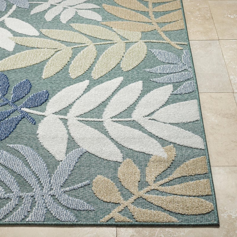 Livabliss Lakeside Coastal Floral Outdoor Area Rug