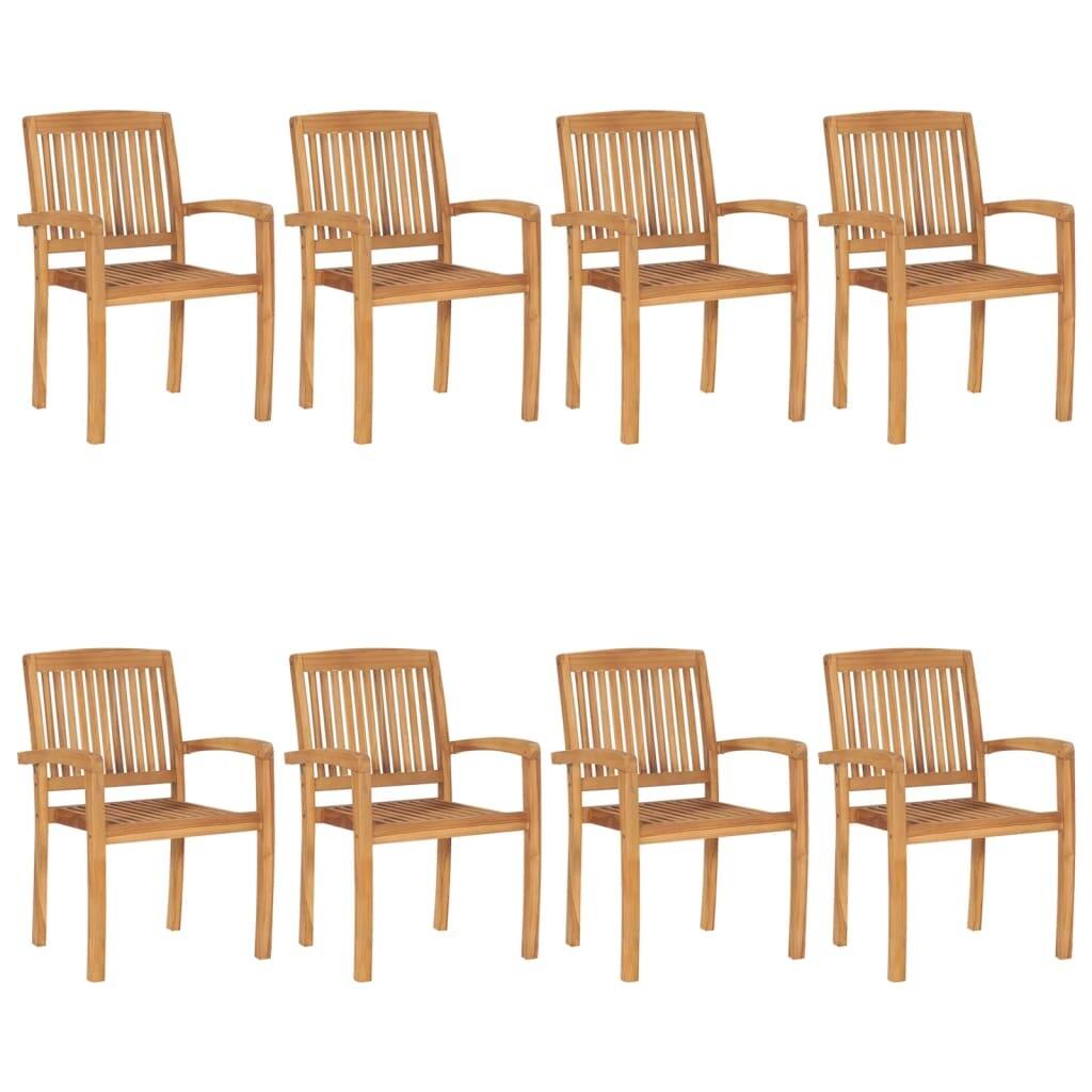 Stacking Patio Chairs 8 pcs Solid Teak Wood