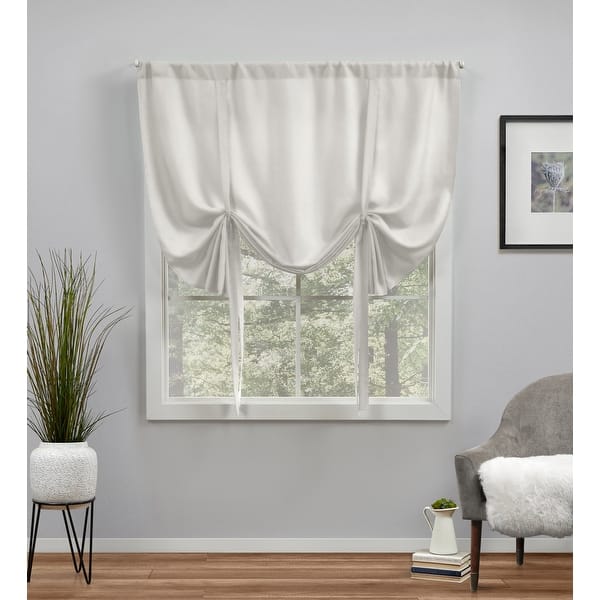 slide 2 of 10, ATI Home Sateen Twill Woven Room Darkening Blackout Rod Pocket Tie Up Shade - 52x63 Vanilla