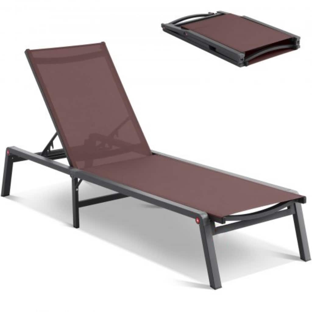 5-Position Adjustable and Foldable Chaise Lounge Chair with Aluminum Frame Perfect for Outdoor Use - 71.65" x 23.43" x 34.84"