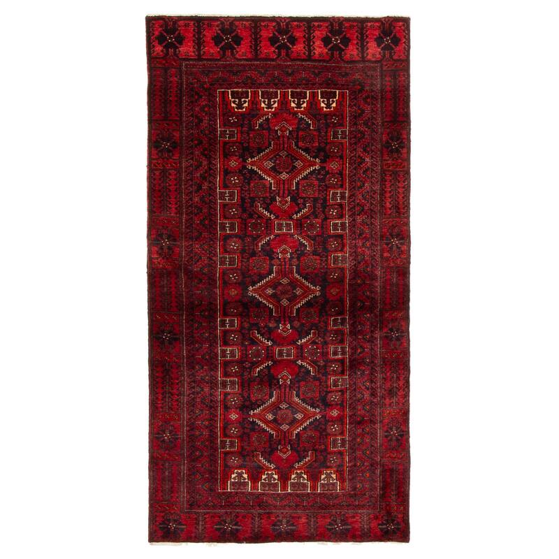 ECARPETGALLERY Hand-knotted Baluch Black Wool Rug - 2'10 x 5'10