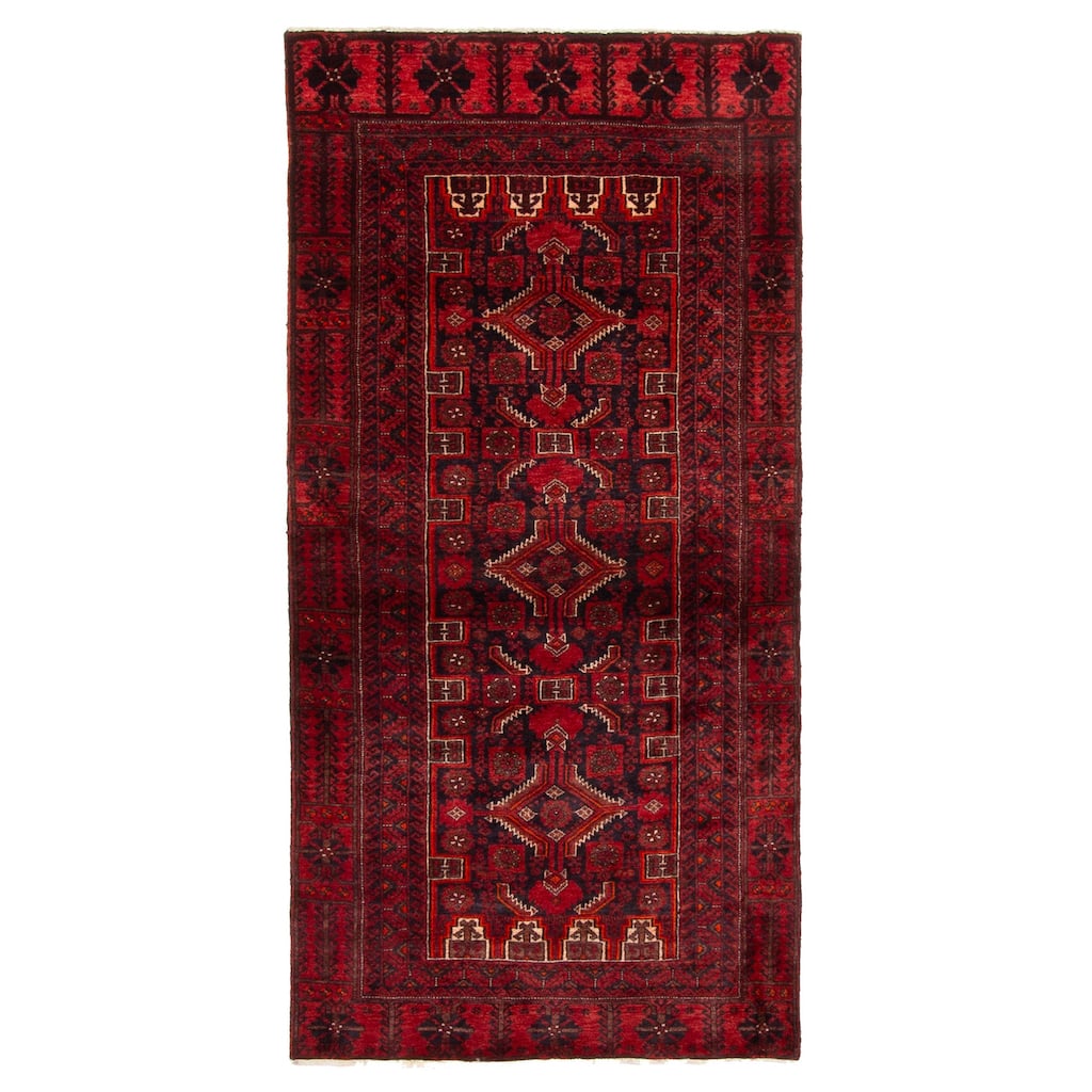 ECARPETGALLERY Hand-knotted Baluch Black Wool Rug - 2'10 x 5'10