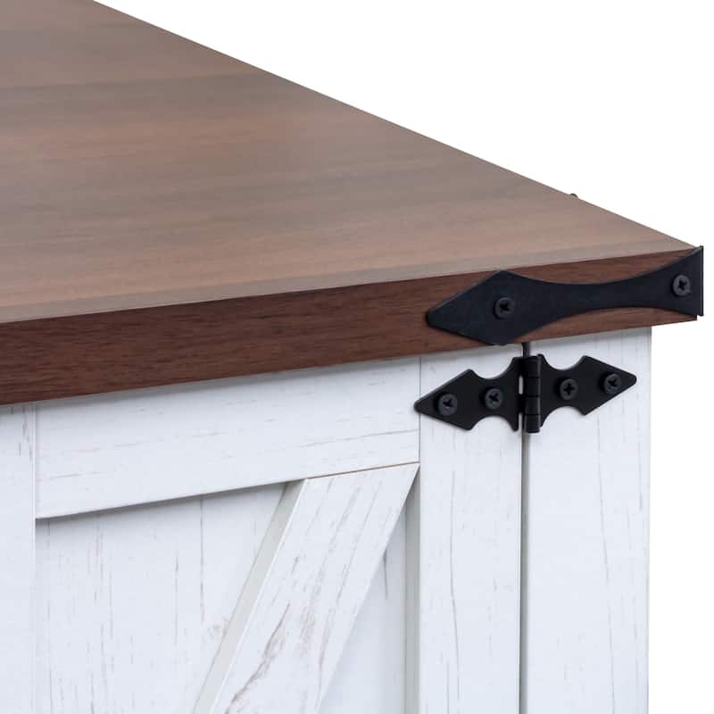 Farmhouse End Table Sofa Side Table with Charging Station