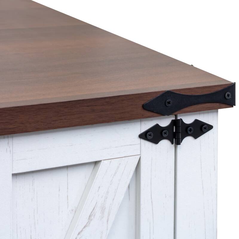 Farmhouse End Table with Charging Station, Rustic Wood Nightstand with Adjustable Shelf, 19.6"W Versatile Walnut Sofa Si
