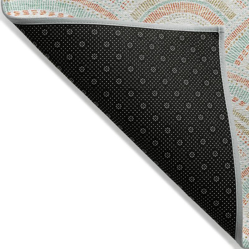 Machine Washable Indoor/ Outdoor Modern Mosaic Chantille Rug