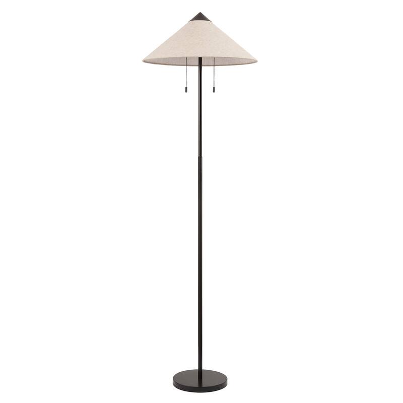 Floor Lamp Traditional Black 65" 2-Light Linen Shade