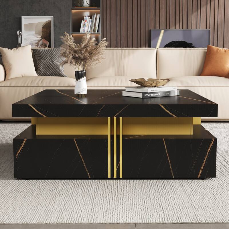 Modern Square Storage Coffee Table with 4 Drawers