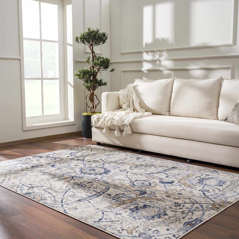 Hauteloom Erbacon Living Room, Bedroom Area Rug - Beige, Black, Charcoal - 2' x 2'11"