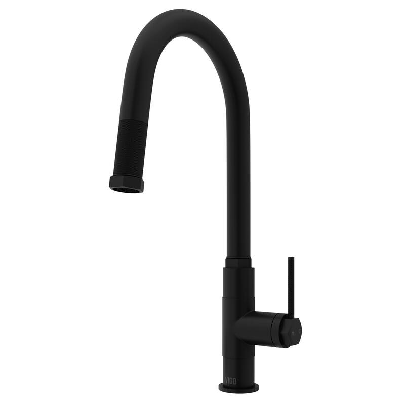 VIGO Hart Arched 18" H Single Handle Pull-Down Kitchen Faucet - Without Extras - Matte Black