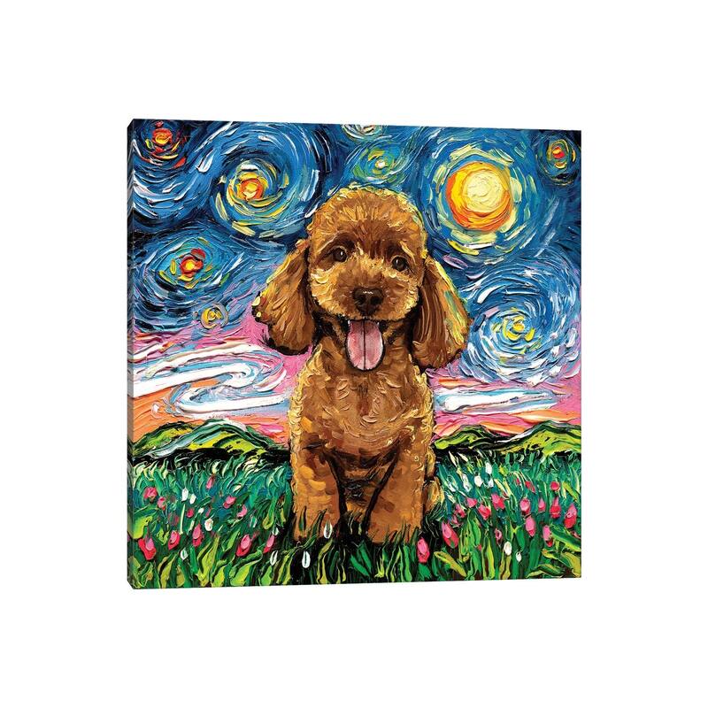 iCanvas "Apricot Poodle Night" by Aja Trier Canvas Print