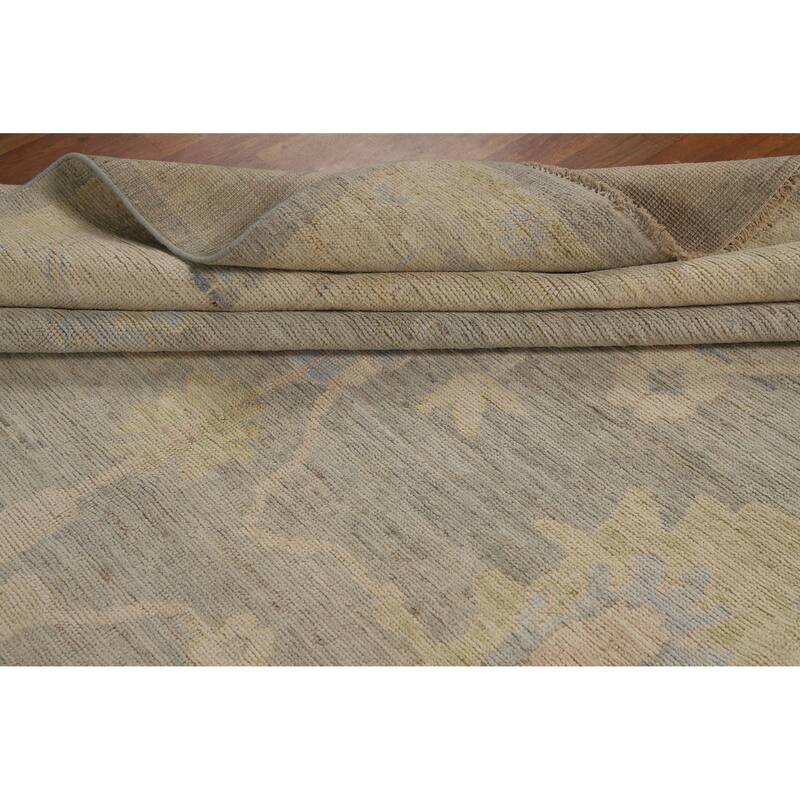 Hand Knotted Oriental 100% Wool Carpet Transitional All-Over Greys & Charcoal Oushak Area Rug - 11' 9'' X 8' 8''