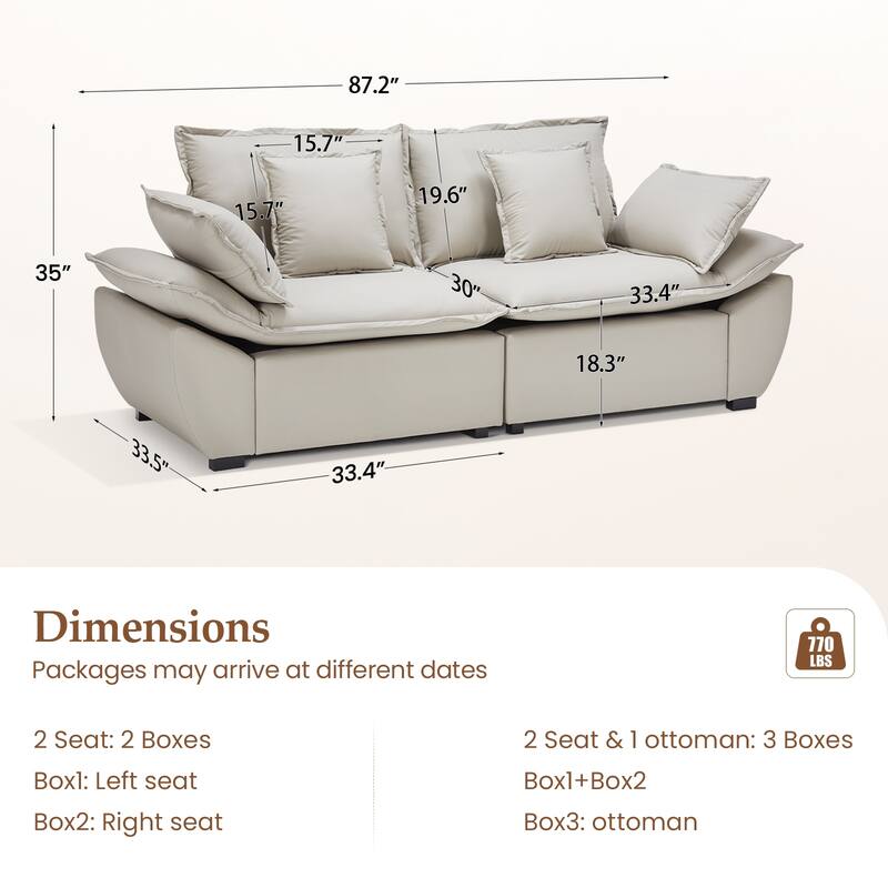 Oversized Upholstered Sofas with Deep Seat for Living Room