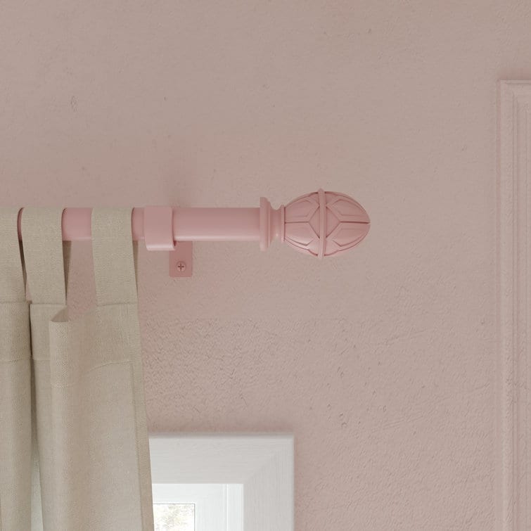 Acroma Metal Adjustable Single Modern Curtain Rod Pink