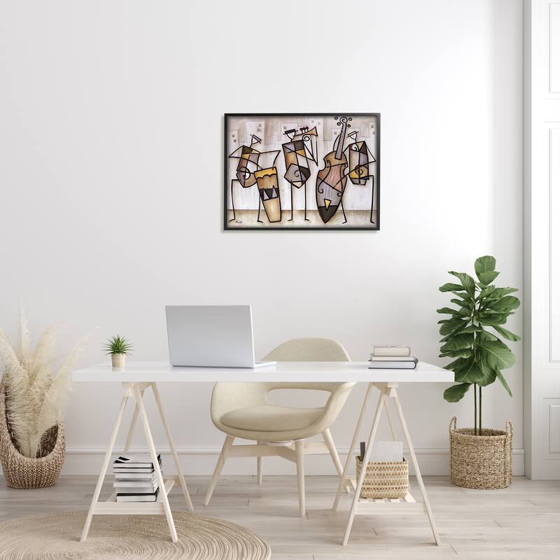 Stupell Musical Trio Abstract Modern Painting Black Framed Wall Art, Design By Artist Eric Waugh - Brown