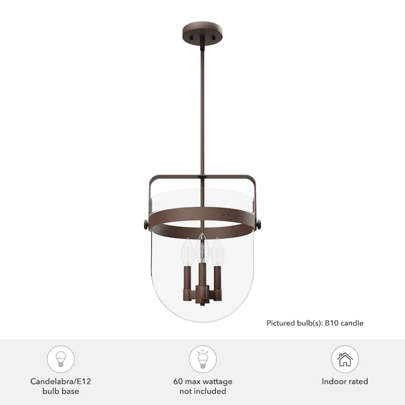 Hunter Karloff Clear Glass Bell-Shaped Pendant - Kitchen Island, Dining Room, Entry - Modern Farmhouse, Rustic, Industrial