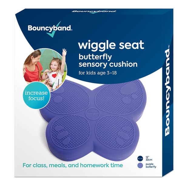 slide 2 of 7, Bouncyband Wiggle Seat Sensory Cushion, Purple Butterfly Purple