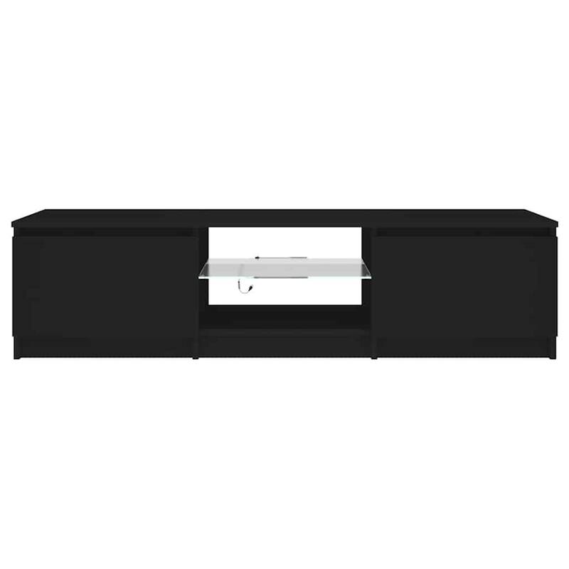 vidaXL TV Cabinet Black Engineered wood, tempered glass Medium
