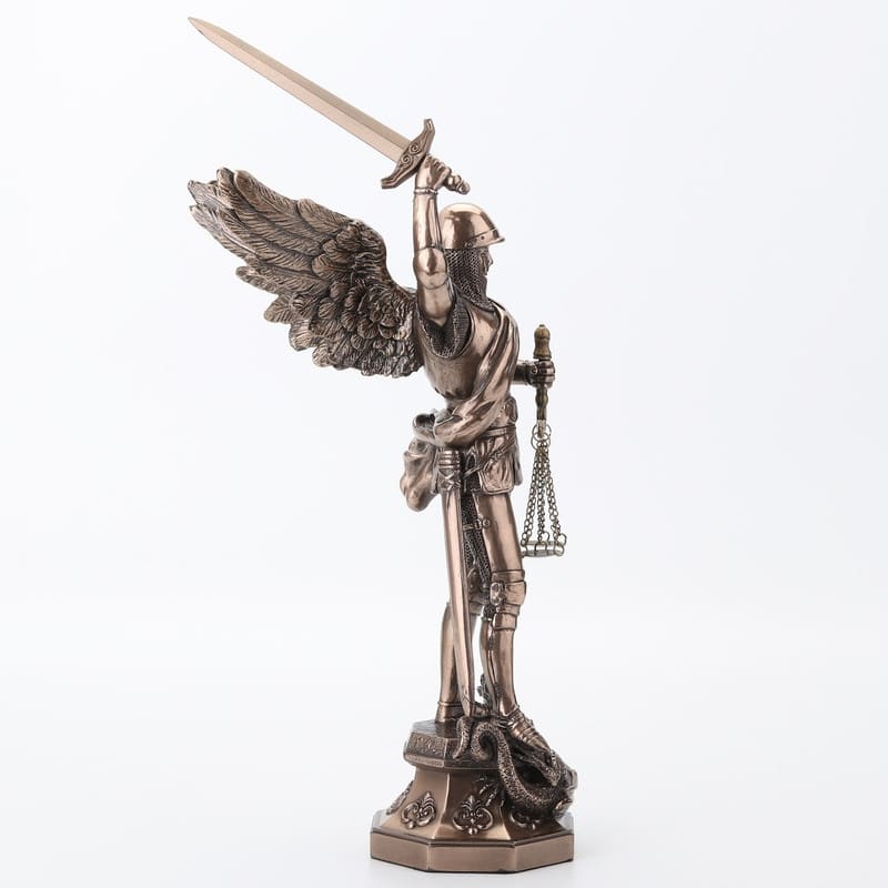 11.42 inches Height Cold Cast Bronze Archangel Saint Michael and the Dragon Bronze Finish Figurine