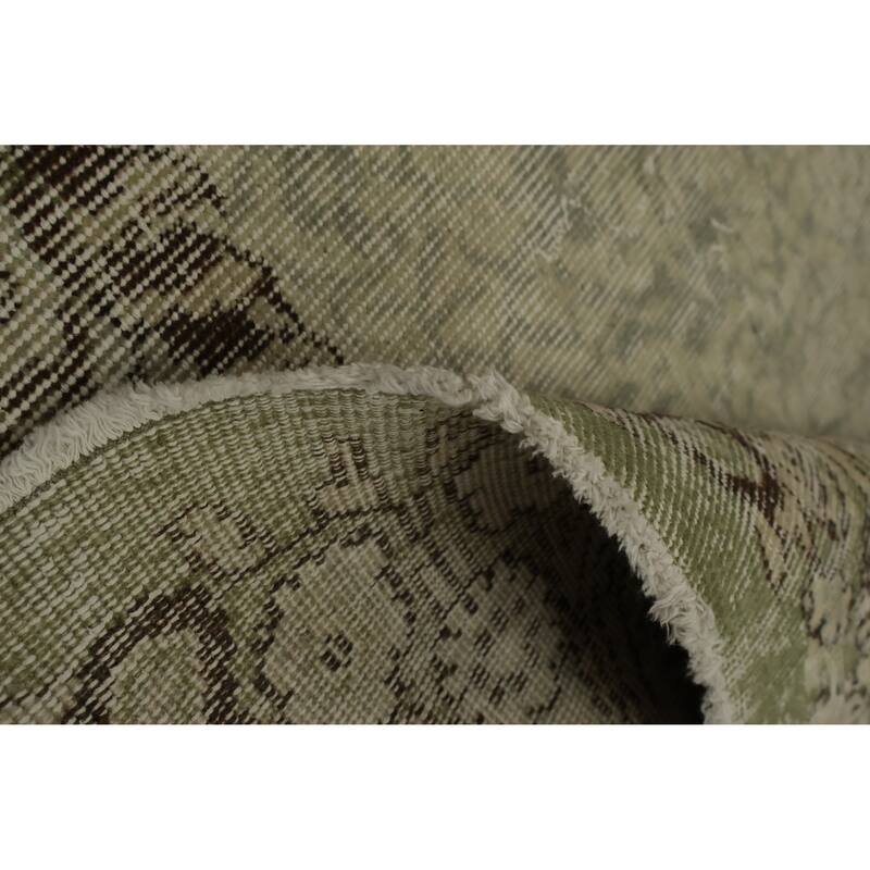 Hand Knotted Oriental 100% Wool Carpet Transitional Floral Green Anatolian Area Rug - 9' 1'' X 5' 8''