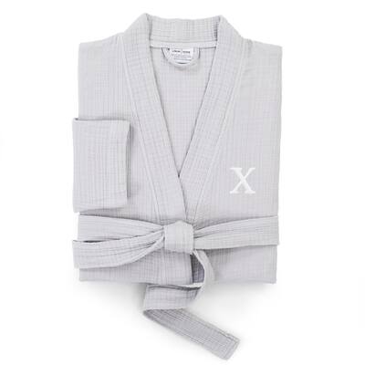 Authentic Hotel and Spa Gray 100% Turkish Cotton Smyrna Monogrammed Luxury Robe
