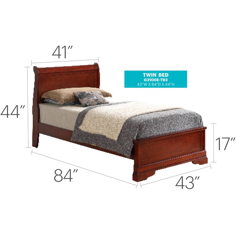 Cherry Finish Traditional Twin Bed with Timeless Style