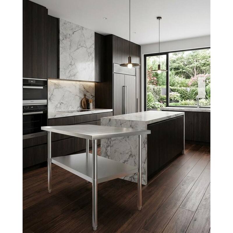 Heavy Duty Stainless Steel Work Table, with Adjustable Undershelf