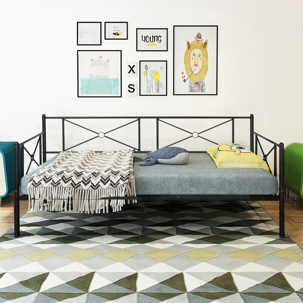 Shop Costway Metal Twin Size Daybed Sofa Beds Frame Guest Dorm