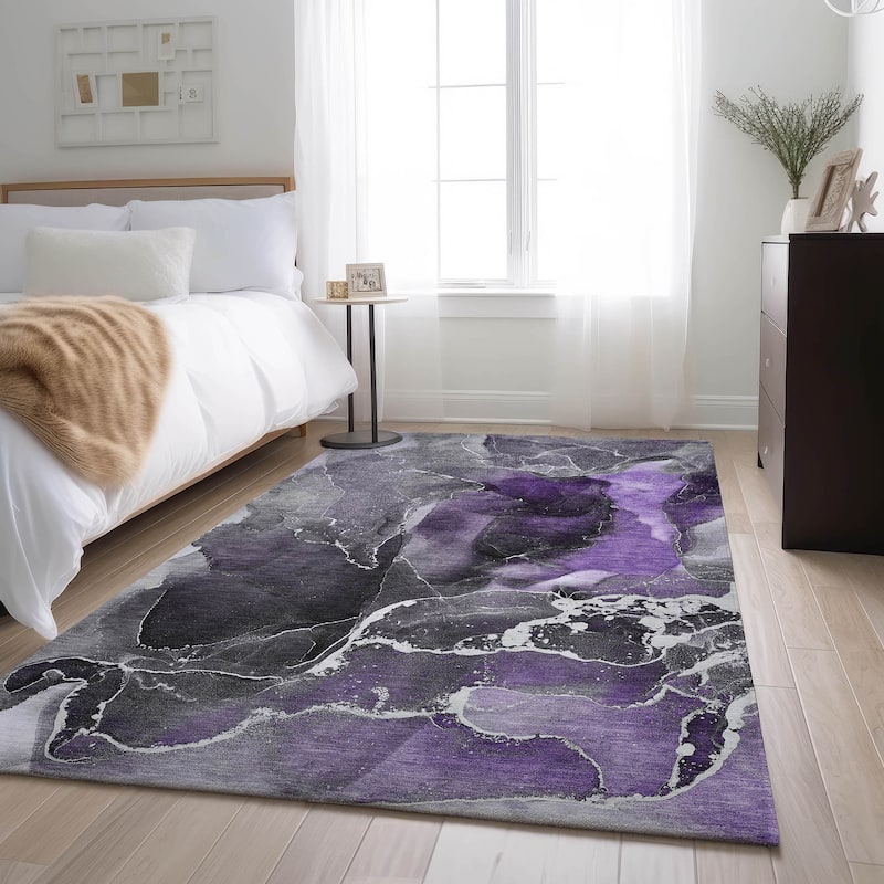 Premium Washable Super Soft Abstract Contemporary Mayfield Rug - Purple - 5' x 7' 6" - Rectangle