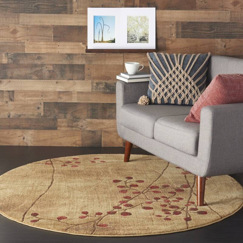 Power Loomed Geometric Floral Area Rug - 4' Round
